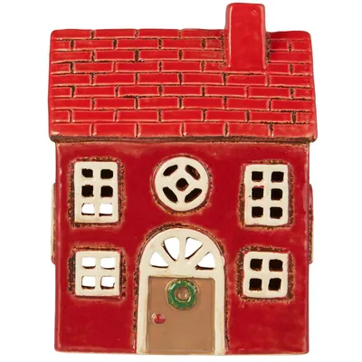 Produktbild von Ib Laursen Lichthaus Nyhavn Keramik Rot Braun Fachwerkhaus 17x13x7cm handbemalt Used-Look für Kerzen bis 5cm Ø 580g
