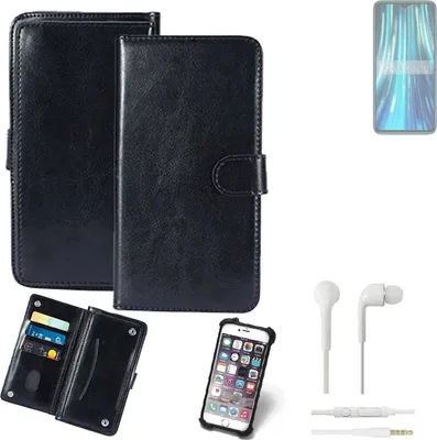Produktbild von K-S-Trade 360° Hülle kompatibel mit Xiaomi Redmi Note 8 Pro inkl. Headphones schwarz Kunstleder Case BookCase WalletCase Kunstlederederhülle