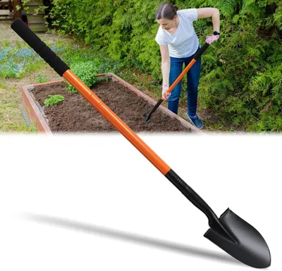 Obrázok produktu pre Záhradná lopatka s dlhou rúčkou, oranžová, záhradné náradie, do záhrady