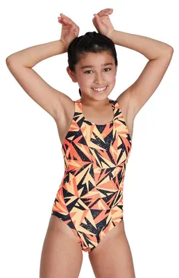 Image de Maillot de bain pour fille SPEEDO, modèle 8-12858H130, couleur orange néon, taille 6 ans