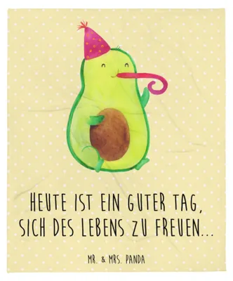 Produktbild von Mr. & Mrs. Panda Decke Avocado Feier - Gelb Pastell - Geschenk, Gute Laune, Party, Flauschige, Couchdecke, Geburtstag, Fete, Bettdecke, Kuscheldecke, Sofaüberwurf