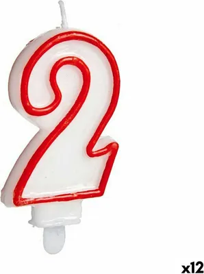 Obrázek produktu pro Svíčka narozeninové číslo 2 červená bílá (12 kusů)