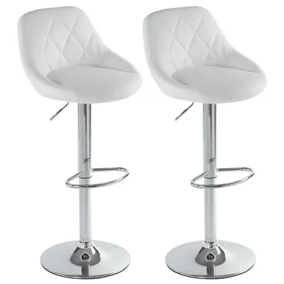 Produktbild von FCH 2er Set Barhocker Barstuhl 360° Drehstuhl Höhenverstellbar Tresenhocker Küchenhocker, Weiß