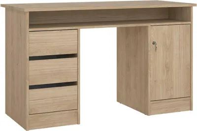 Produktbild von Schreibtisch Shanshan, Mehrzweckschreibtisch, Bürotisch für PC, Eckschreibtisch, 126x55 h76 cm, Eiche
