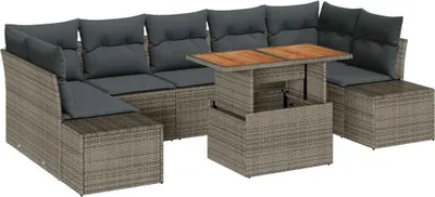 Produktbild von vidaXL Garten-Sofa-Set mit Speicher 8 pcs Grau Poly Rattan