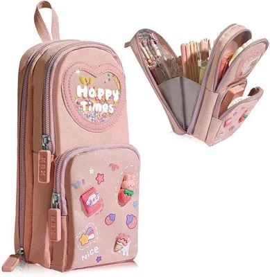 Produktbild von Rosa Schultasche mit 3 Fächern und Dekorpatchen