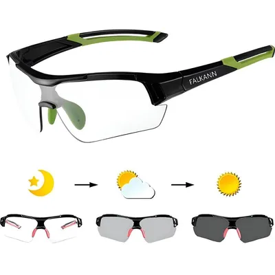 Obrázek produktu pro Falkann Elite – cyklistické brýle s fotochromatickými čočkami, zelené – sportovní brýle s automaticky měnící se clonou – cyklistické brýle s UV400 ochranou, vhodné pro dámy i pány – včetně dioptrické vložky
