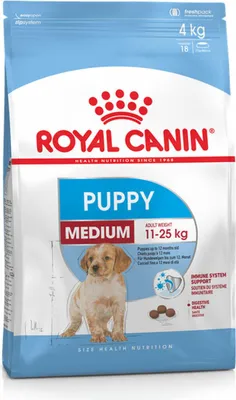 A bag of Royal Canin puppy food.