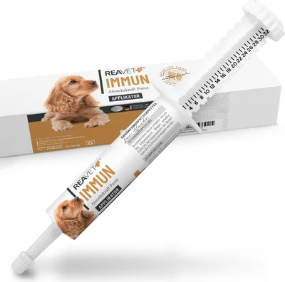 Produktbild von REAVET Immun Abwehrkraft Paste Hunde 30ml – Immunbooster Hund Immunsystem stärken, Welpen & Hund Abwehrkräfte, Vitalität & Immunkraft, für Verdauung