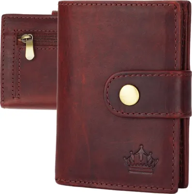 Produktbild von Slim Wallet Geldbeutel Braun Münzfach RFID-Schutz Leder Börse Mini Geldbörse