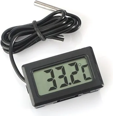 Produktbild von Digitales LCD-Thermometer mit externem Sensor für Kühlschrank und Gefrierschrank – Schwarz