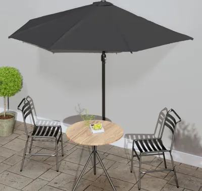 Image de Vidaxl Balcon Parasol halb mit Aluminiumpol 300x155 cm Anthrazit