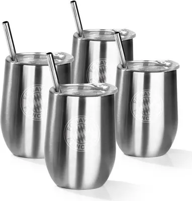 Produktbild von FC Bayern München Edelstahl-Getränkebecher inkl. Trinkhalm - 350 ml - 4er-Set