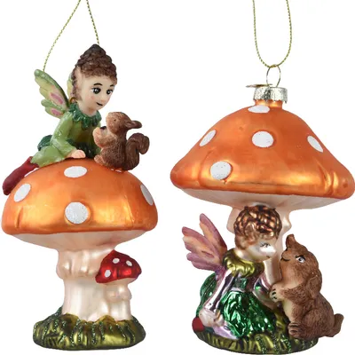 Produktbild von Christbaumschmuck Glas Fee und Fliegenpilz 11,2cm, 1 Stück sortiert