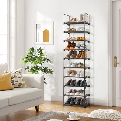 Produktbild von FCH Schuhregal 10 Etagen, für 20 Paar Schuhe, für Schrank Schlafzimmer Flur, 45*30*174cm, schwarz