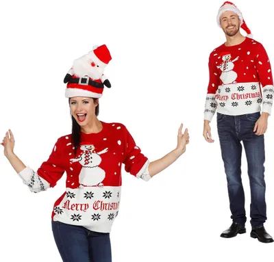 Produktbild von Wilbers Weihnachtspullover Schneemann rot-weiß  S-XXL  Weihnachten Pulli Gr. S