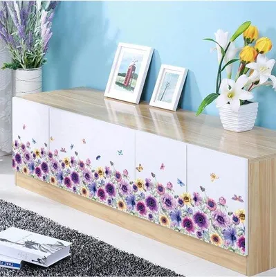 Produktbild von Famanu Wandsticker Schmetterling mit Blumen - Lila
