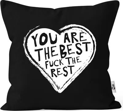 Produktbild von Kissenbezug You are the best fuck the rest Herz Spruch Liebe Love Geschenk Jahrestag Geburtstag Valentinstag Moonworks® schwarz unisize
