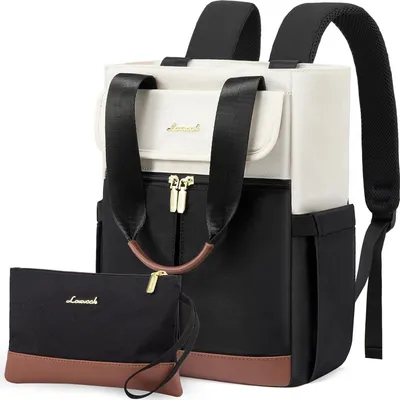 Image de LOVEVOOK Sac à dos pour femme 15,6 pouces - Beige, Noir, Marron