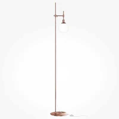 Immagine prodotto di Lampada da terra in metallo e vetro E14 155 cm di altezza in ottone bianco paralume a globo moderno