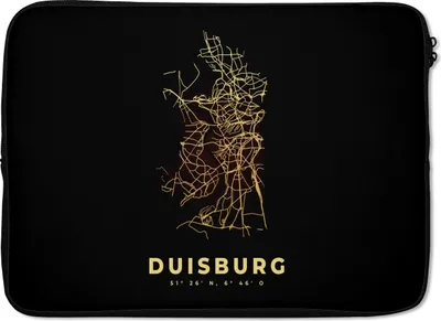 Produktbild von MuchoWow® Laptop Hülle 14 ZollDuisburg - Gold - Karte - Stadtplan Laptoptasche - Laptoptasche - Stoßsicher - Schutzhaube