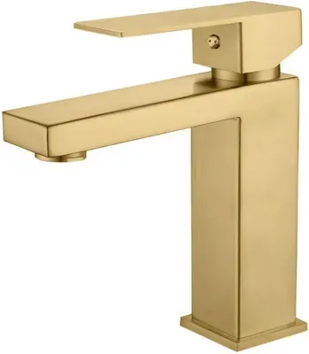 Produktbild von Badarmaturen | Einhebelmischer fš¹r Warm- und Kaltwasser, Messing, quadratisch, gebš¹rstetes Gold
