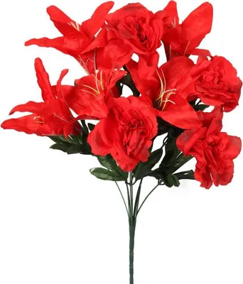 Image de Bouquets De 12 Roses Rouges Et Lys De 56 Cm De Haut