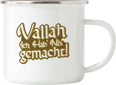 Produktbild von Vallah ich hab nix gemacht Emaille Tasse Türkisch Arabisch Lustig Spruch Humor Statement