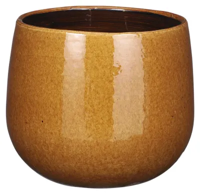 Produktbild von Mica Decorations Blumentopf - Keramik - ockergelb- leicht gesprenkelt -18x16cm