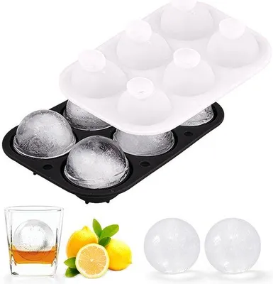 Produktbild von Silikonische Eisformen mit 6 großen Eiswürfeln | Whisky & Cocktail Eis, leicht zu öffnen & Lebensmittel-sicher