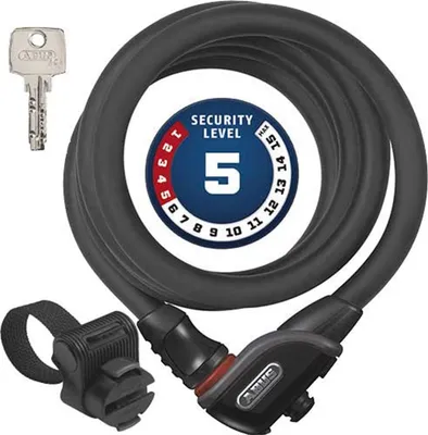 Obrázok produktu pre Lanový zámok ABUS PHANTOM 8950/180 TexKF - Sada zámkov na bicykel s držiakom TexKF na rám bicykla - 12/15 mm - Bezpečnostný stupeň 5 ABUS - Čierna