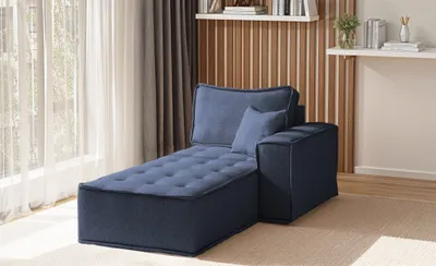 Produktbild von Ottomane Modul SANDE Stoff Raven Blau Seite Rechts