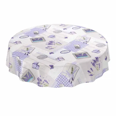 Produktbild von Tischdecke Wachstuch Retro Grau Robust Wasserabweisend Rund 100 cm