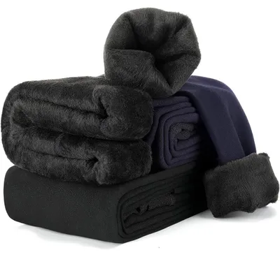 Produktbild von Thermoleggings für Damen mit hohem Bund, blickdicht, lang, mit dickem Fleecefutter, warm, für den Winter, dehnbar, marineblau/schwarz