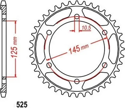 Produktbild von Kettenrad 42 Z 525 Teilung für YAMAHA TDM 850 '91-01 Rear sprocket