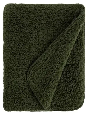 Zdjęcie produktu dla HOMLA Koc CAISA puszysty z dwustronnej szerpy zielony 150x200 cm