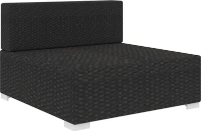 Zdjęcie produktu dla vidaXL Sofa dwuosobowa z poduszkami, modułowa, z polirattanu, czarna