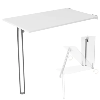 Obrázok produktu pre Nástenný skladací stôl s nohou stola stolová doska 80x50 cm v bielej farbe skladací stôl jedálenský stôl kuchynský stôl na stenu stabilný barový stôl