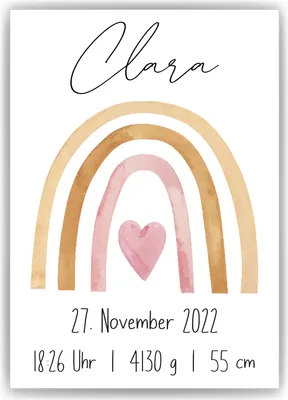 Produktbild von Regenbogen Geburtsposter personalisiert | Name Name Uhrzeit Größe Gewicht | Kinderzimmer Bild Babyposter Kinderposter Geschenk – Digital (Versand per Mail)