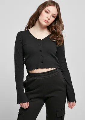 Produktbild von Urban Classics Cardigan Damen Ladies Cropped Rib Cardigan schwarz XL