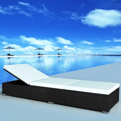 Produktbild von vidaXL Sonnenliege mit Auflage Poly Rattan Schwarz