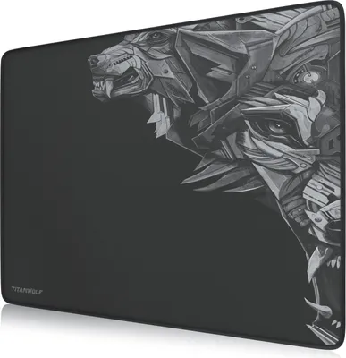 Image de Tapis de souris Titanwolf Gaming XL, 440 x 350mm Tapis de souris avec surface en tissu, dos caoutchouté, motif de loup à droite