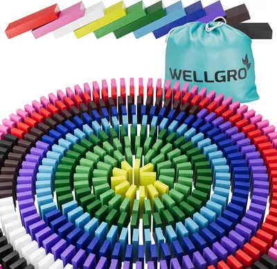 Produktbild von 300 Stück WELLGRO bunte Holzbausteine - mehrfarbige Bauklötze