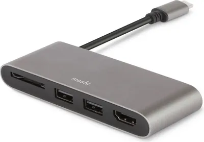 Produktbild von Moshi, USB-C Hub Multiport 3-in-1 USB-C HDMI/HDCP 4K Ultra-kompakt, Grau