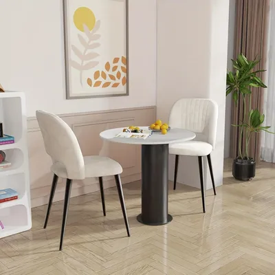 Obrázok produktu pre Sada dvoch čalúnených jedálenských stoličiek, moderné kuchynské stoličky s kovovými nohami a ergonomickým dizajnom