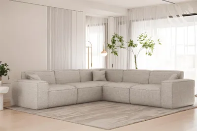 Produktbild von Ecksofa Designersofa CELES PREMIUM in Stoff Artico Creme Seite Universal