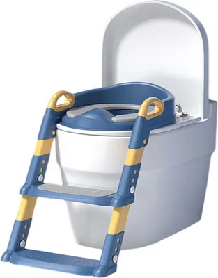 Produktbild von WC Verkleiner mit Treppe – Praktischer Toilettrainer für Kinder – Inklapbar und tragbar – Blau – Höhenverstellbar