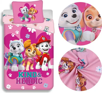 Obrázek produktu pro Paw Patrol růžové povlečení pro dívku, na zip, bavlna 140x200cm OEKO-TEX