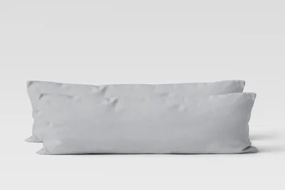 Produktbild von 2er Set Renforcé UNI Kissenhüllen 40x145 cm Seitenschläferkissen Garnitur 100% Baumwolle Mit Reißverschluss silber