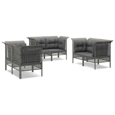 Image de vidaXL Ensemble salon de jardin 6 pièces avec coussins Gris Poly rotin